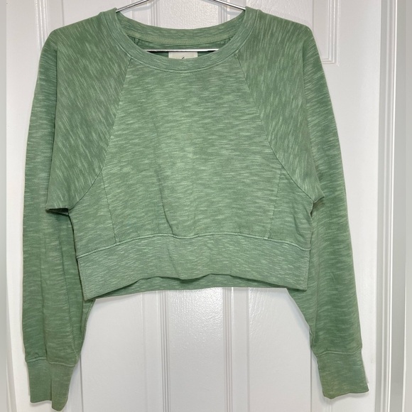 [Lou & Grey] Sage Dolman Sleeve Cropped Cotton Sweater - XS - Picture 1 of 5